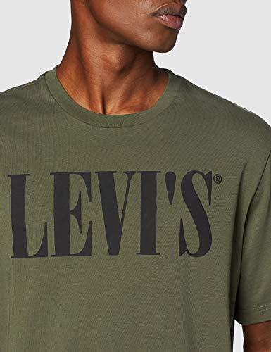 Levi's Relaxed Graphic tee Camiseta, Verde (90's Serif Logo Olive Night 0028), Medium para Hombre