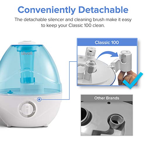 LEVOIT Humidificador Ultrasónico de Niebla Fría de 2.4L para Bebés (sin BPA), Funcionamiento Silencioso, Luz Nocturna y Apagado Automático, con 3 Niveles de Niebla, Dura hasta 24 Horas, Classic 100