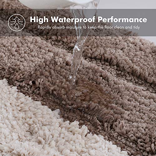 Lewondr Alfombra de Rayas, Tacto Suave Rectángulo Alfombra con Respaldo Antideslizante Absorbente, Diseño Moderno Alfombra Puerta De Baño para Hogar Sala Dormitorio - Gradiente Marrón