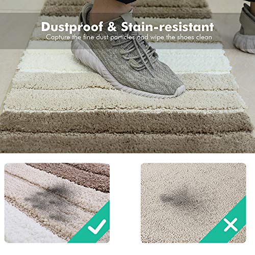 Lewondr Alfombra de Rayas, Tacto Suave Rectángulo Alfombra con Respaldo Antideslizante Absorbente, Diseño Moderno Alfombra Puerta De Baño para Hogar Sala Dormitorio - Gradiente Marrón