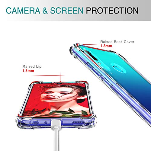 LeYi Funda Huawei P Smart 2019 / Honor 10 Lite con 2-Unidades Cristal Vidrio Templado, Cristal Transparente Shockproof Carcasa Silicona PC y TPU Slim Gel Bumper Cover Case para Movil P Smart, Clear