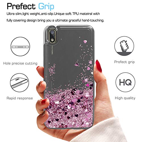 LeYi Funda Huawei Y5 2019 Silicona Purpurina Carcasa con HD Protectores de Pantalla Transparente Cristal Bumper Telefono Gel TPU Fundas Case Carcasas para Movil Huawei Y5 2019 ZX Oro Rosa