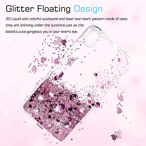 LeYi Funda Huawei Y5 2019 Silicona Purpurina Carcasa con HD Protectores de Pantalla Transparente Cristal Bumper Telefono Gel TPU Fundas Case Carcasas para Movil Huawei Y5 2019 ZX Oro Rosa