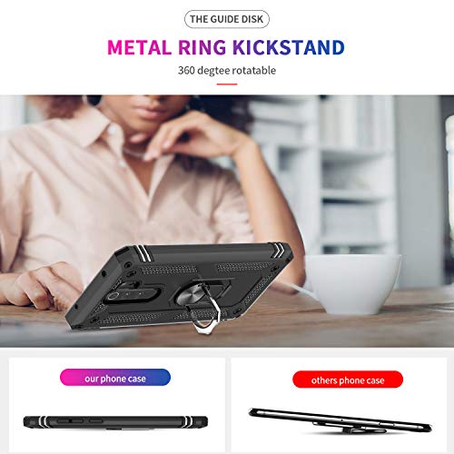 LeYi Funda Xiaomi Redmi Note 8 Pro con [2-Unidades] Cristal Vidrio Templado,Armor Carcasa con 360 Grados Anillo iman Soporte Hard Silicona TPU Bumper Antigolpes Case para Movil Note 8 Pro Negro