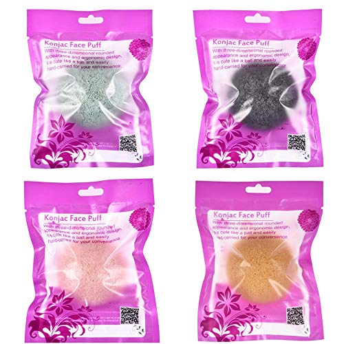 Lezed Esponja de Limpieza Facial Konjac Esponja Konjac Exfoliante Suave Natural Esponja Konjac Cuidado de la Piel para Exfoliación, Piel Propensa a Grasa 4 Embalados Individualmente
