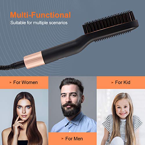 Liaboe alisador barba hombre，cepillo alisar barba，plancha barba，Cepillo Alisador de Barba ，Peine Barba Flequillo Eléctrico Profesional Multifuncional Cepillo para Hombre Mujer