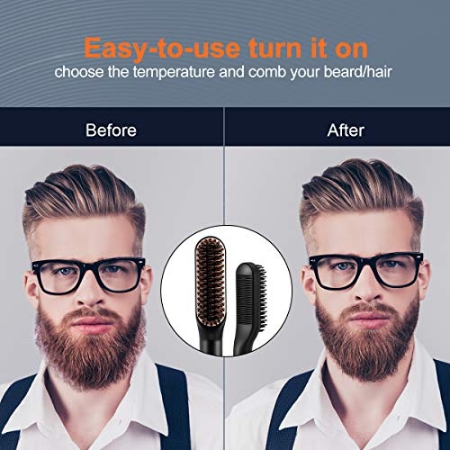 Liaboe alisador barba hombre，cepillo alisar barba，plancha barba，Cepillo Alisador de Barba ，Peine Barba Flequillo Eléctrico Profesional Multifuncional Cepillo para Hombre Mujer