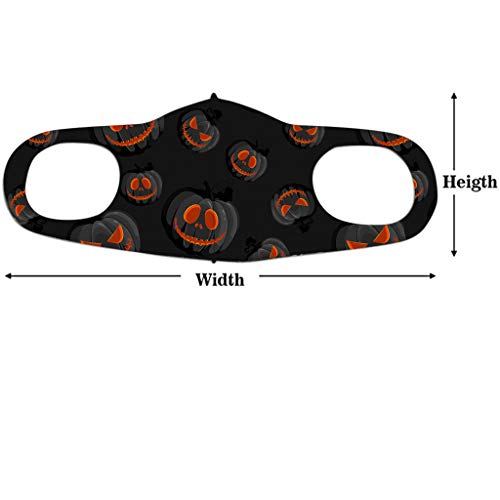 LianMengMVP 2PCS Halloween Bufanda Facial Estampado Transpirable para Adultos Mas-ca-ra Cubierta de Boca Bandanas Lavable Earloop Reutilizable Cubierta Cara Bandana Bucal 28×13cm