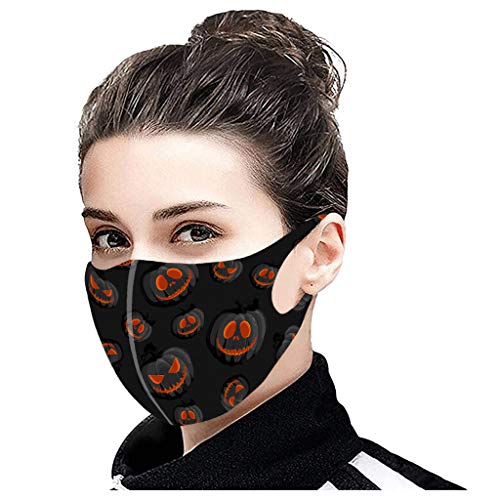 LianMengMVP 2PCS Halloween Bufanda Facial Estampado Transpirable para Adultos Mas-ca-ra Cubierta de Boca Bandanas Lavable Earloop Reutilizable Cubierta Cara Bandana Bucal 28×13cm