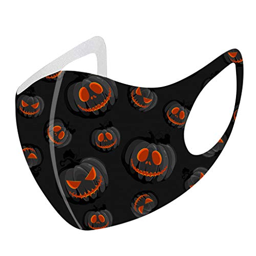 LianMengMVP 2PCS Halloween Bufanda Facial Estampado Transpirable para Adultos Mas-ca-ra Cubierta de Boca Bandanas Lavable Earloop Reutilizable Cubierta Cara Bandana Bucal 28×13cm