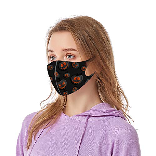 LianMengMVP 2PCS Halloween Bufanda Facial Estampado Transpirable para Adultos Mas-ca-ra Cubierta de Boca Bandanas Lavable Earloop Reutilizable Cubierta Cara Bandana Bucal 28×13cm