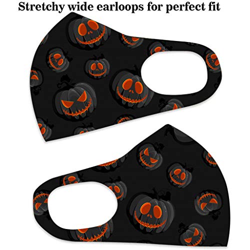LianMengMVP 2PCS Halloween Bufanda Facial Estampado Transpirable para Adultos Mas-ca-ra Cubierta de Boca Bandanas Lavable Earloop Reutilizable Cubierta Cara Bandana Bucal 28×13cm