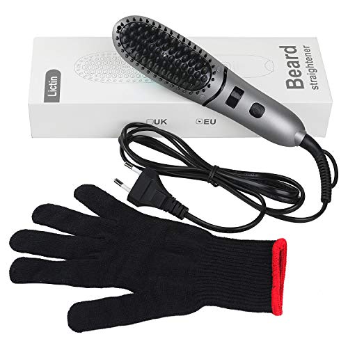 Licitn Plancha de Pelo Barba- Alisador Barba Hombres, Peine de Peinado Rápido Profesional para Cabello Barba