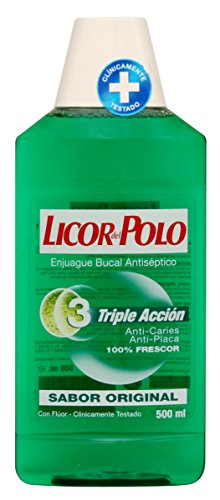 Licor Del Polo - Enjuague Bucal Triple Acción - Antiplaca, Acción Antiplaca Bacteriana, Frescor intenso, 500 ml
