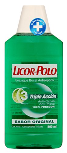Licor Del Polo - Enjuague Bucal Triple Acción - Antiplaca, Acción Antiplaca Bacteriana, Frescor intenso, 500 ml