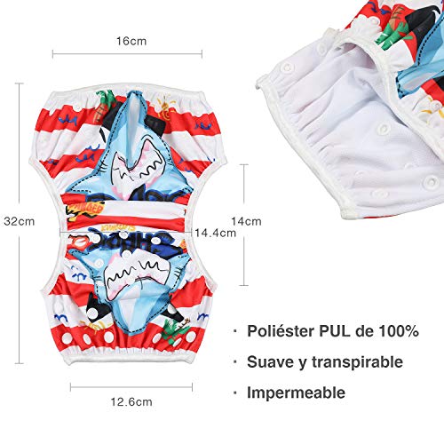 Lictin 2 Pcs Pañales Reutilizables de Natación, Pañales de Natación Ajustables Para Bebés de 0 a 3 Años, ninas (Azul)