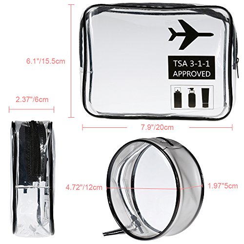Lictin 2Pcs Neceser Transparente Bolsa de Cosméticos Impermeable Bolsa de Aseo Claro PVC Bolsa de artículos de tocador clara Aprobado por la TSA Viaje en bolsa compatible con la aerolínea del aeropuer