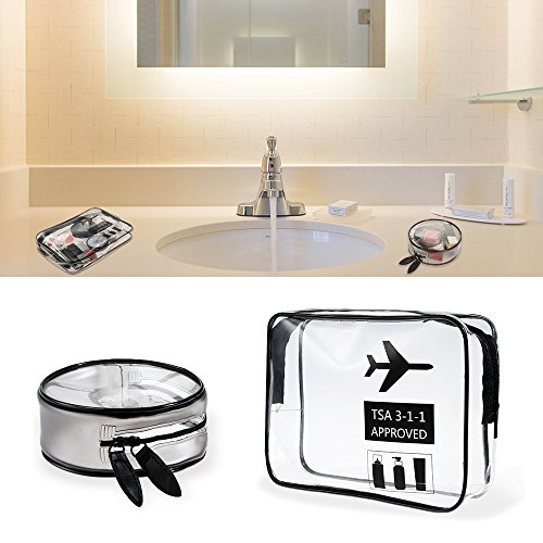 Lictin 2Pcs Neceser Transparente Bolsa de Cosméticos Impermeable Bolsa de Aseo Claro PVC Bolsa de artículos de tocador clara Aprobado por la TSA Viaje en bolsa compatible con la aerolínea del aeropuer