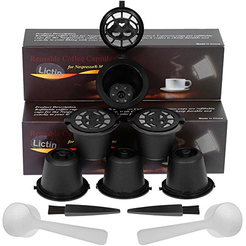 Lictin 6Pcs Cápsulas Filtros de Café Recargable Reutilizable para Nespresso 