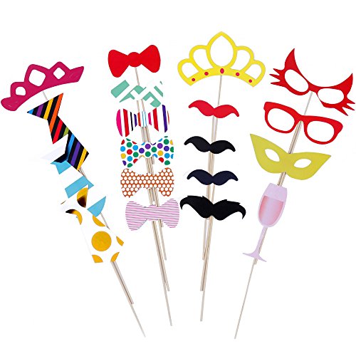 Lictin 86Pcs DIY Photo Booth Atrezzo Favorecer Incluyendo Cómica Divertida Creativa Bigotes Gafas Pelo Arcos Sombreros Labios para el Partido Boda Cumpleaños y La Graduación