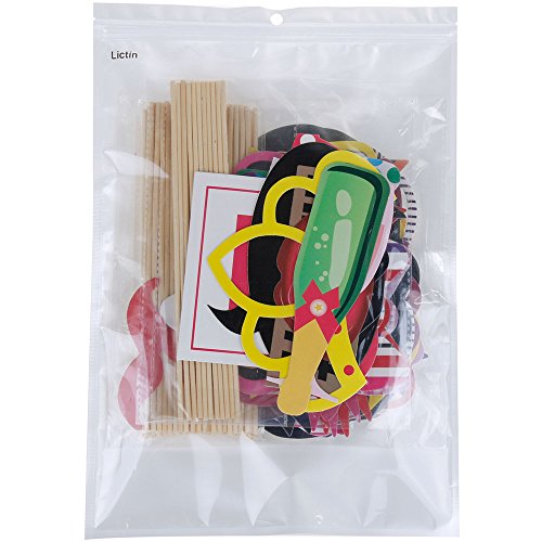 Lictin 86Pcs DIY Photo Booth Atrezzo Favorecer Incluyendo Cómica Divertida Creativa Bigotes Gafas Pelo Arcos Sombreros Labios para el Partido Boda Cumpleaños y La Graduación