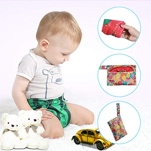 Lictin Pañales Lavables de Tela- 6 Pcs Pañales Lavables de Bambú para Bebé, Pañales Ajustable y Reutilizable para Bebés con 2 Bolsas de Almacenamiento