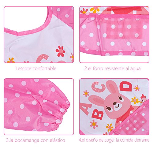 Lictin Unisex 6Pcs Baberos de Mangas Larga Impermeable con 2Pcs Baberos Bandana