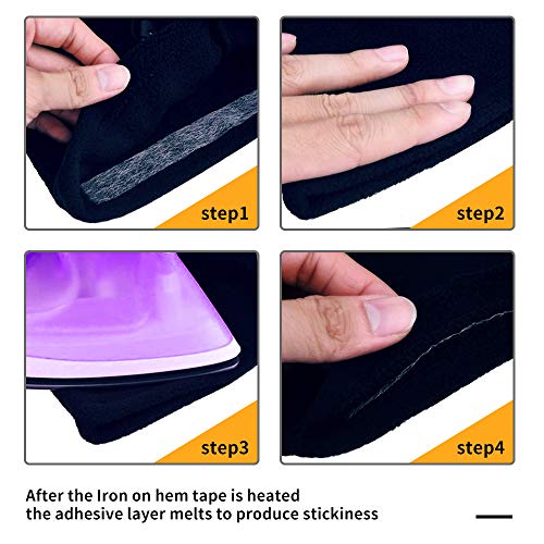 Lidiper 2 Rollos x 70 Yardas Cinta Termoadhesiva para Dobladillos, Cinta de Dobladillo Cinta de Fusión de Tela Cinta Adhesiva para Cortinas Pantalones Vaqueros Cortinas y Telas (2.5mm Blanco)