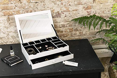 LIFA LIVING Joyero Organizador de cosméticos y bisutería, Caja organizadora de Maquillaje y Joyas, Paras de Ojos pintalabios, Anillos, Collares, Sombra, 40 x 30 x 10 cm, Color Blanco