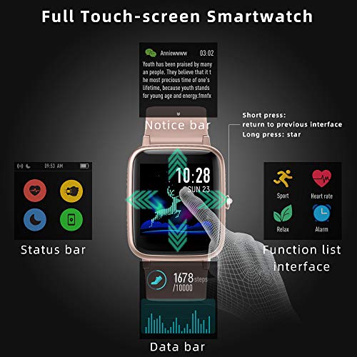 LIFEBEE Smartwatch, Reloj Inteligente Impermeable IP68 para Hombre Mujer niños, Pulsera de Actividad Inteligente con Monitor de Sueño Contador de Caloría Pulsómetros Podómetro para Android iOS