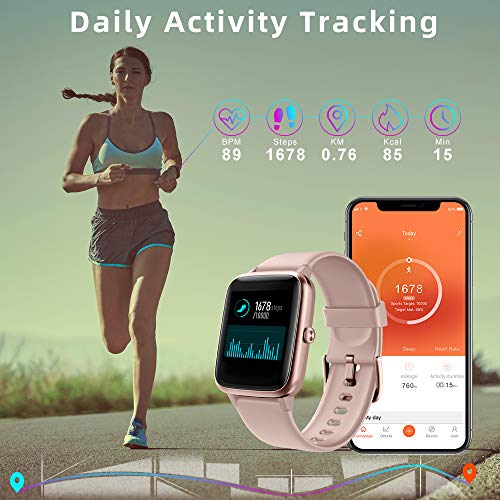 LIFEBEE Smartwatch, Reloj Inteligente Impermeable IP68 para Hombre Mujer niños, Pulsera de Actividad Inteligente con Monitor de Sueño Contador de Caloría Pulsómetros Podómetro para Android iOS