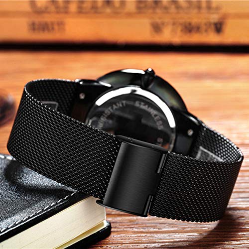 LIGE Relojes Hombres Impermeable Deportes Cuarzo Analógico Reloj Hombre Moda Negro Acero Inoxidable Malla