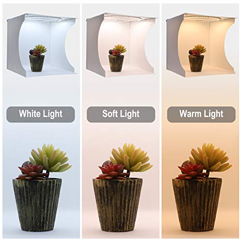 LightBox Photography Cámara de Producto portátil Tienda de Fotos Blanco Joyas Soft-Boxes Kits de Cabina de Estudio fotográfico Plegables Fondo de 6 Colores conmutable 3 Colores LED Cubo de 30cm