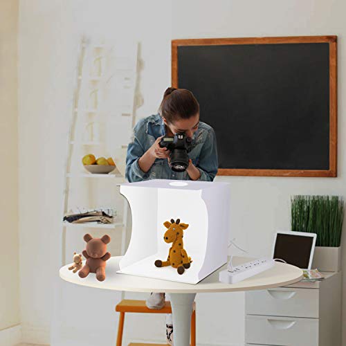 LightBox Photography Cámara de Producto portátil Tienda de Fotos Blanco Joyas Soft-Boxes Kits de Cabina de Estudio fotográfico Plegables Fondo de 6 Colores conmutable 3 Colores LED Cubo de 30cm