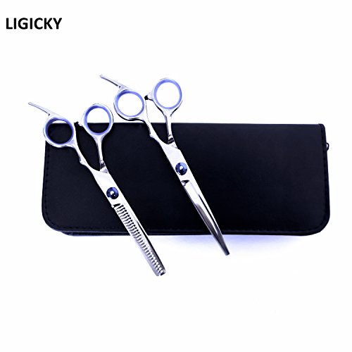 LIGICKY Juego de Tijeras y Útiles de Peluquería Peluquero Profesional acero inoxidable Entresacar/Texturización Tijeras para Barbero/Salón/Hogar