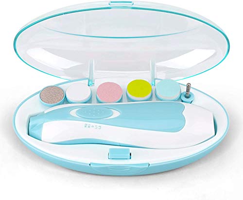 Lima de Uñas Bebe para Bebés - RIGHTWELL Cortadora de Uñas Eléctrica para Bebés 6 en 1 Set con Luz Frontal LED para Uñas y Dedos de Los Pies de Niño Recién Nacidos y Niño Pequeños