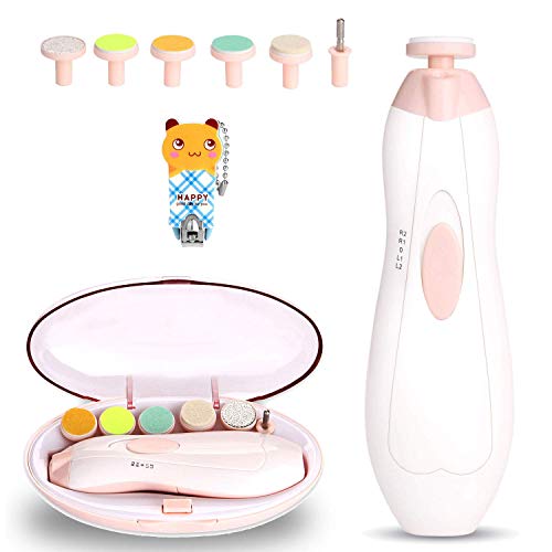 Lima de Uñas Bebe, WADEO Electrica Lima de Uñas Bebe dedo, kit de Cortaúñas Bebes/Set de Manicura y Pedicura para los Dedos y pies de Bebés y Adultos, Pulido y Recorte, 6 en 1 Manicura de Seguridad