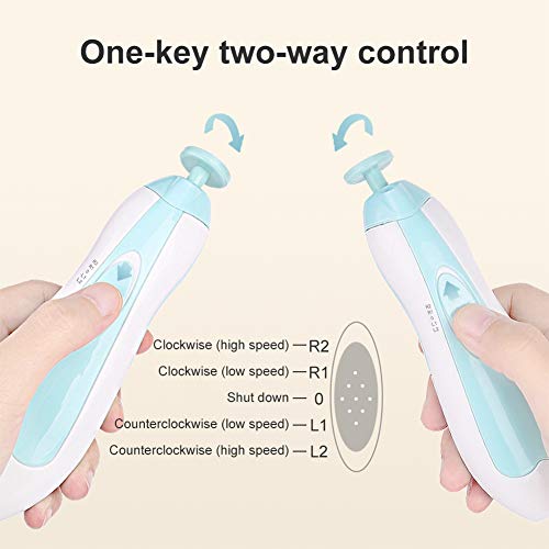 Lima De Uñas Del Bebé, Eléctrico Lima de uñas del Bebé,Lima de uñas Eléctrica para Bebé,6 en 1 Limas para Uñas Set de Manicura y Pedicura para los Dedos y pies de,luz LED