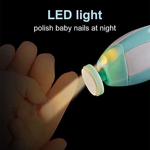 Lima De Uñas Del Bebé, Eléctrico Lima de uñas del Bebé,Lima de uñas Eléctrica para Bebé,6 en 1 Limas para Uñas Set de Manicura y Pedicura para los Dedos y pies de,luz LED