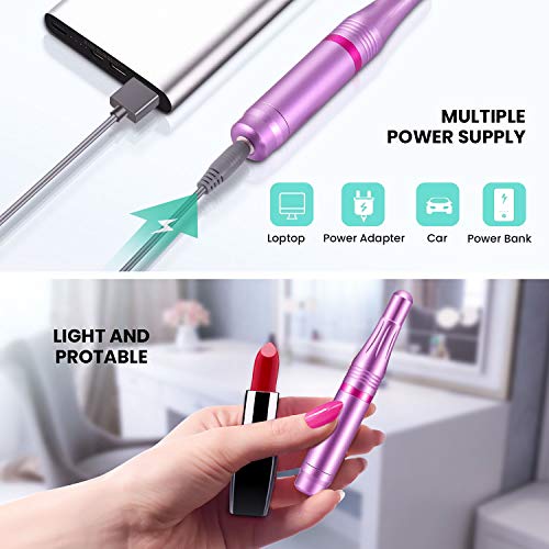 Limas de Uñas Eléctrica, Seguro, Potente, 11 en 1 Torno para Uñas, Kit de Manicura y Pedicura Eléctrico Profesional, 20,000 RPM Velocidad Ajustable, Set de Manicura para Salón DIY