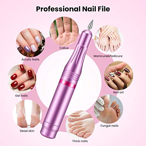 Limas de Uñas Eléctrica, Seguro, Potente, 11 en 1 Torno para Uñas, Kit de Manicura y Pedicura Eléctrico Profesional, 20,000 RPM Velocidad Ajustable, Set de Manicura para Salón DIY