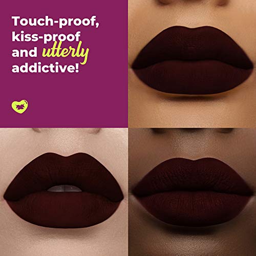 Lime Crime Velvetines Liquid Matte Lipstick, Bloodmoon - rojo sangre más profundo, aroma a vainilla francesa, lápiz labial líquido mate de larga duración, no sangra ni transfiere - vegano