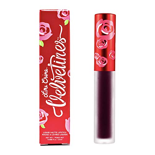 Lime Crime Velvetines Liquid Matte Lipstick, Bloodmoon - rojo sangre más profundo, aroma a vainilla francesa, lápiz labial líquido mate de larga duración, no sangra ni transfiere - vegano