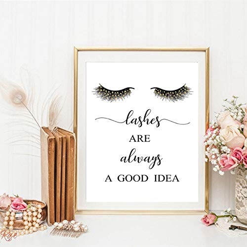 LiMengQi2 Modernas pestañas Moda Cartel Lienzo Pintura Extensiones de pestañas Estampado Maquillaje salón Pared Decorativa para la decoración de la habitación de Las niñas(No Frame)