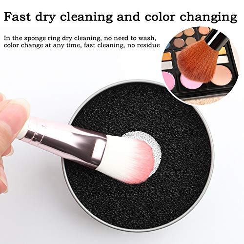 Limpiador Brochas Maquillaje,2 Esponja Caja Eliminación Color Para Pinceles Maquillaje No es Necesario Lavar, Limpie Rápidamente Los Residuos Polvos Cosméticos