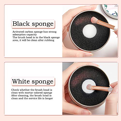 Limpiador Brochas Maquillaje,2 Esponja Caja Eliminación Color Para Pinceles Maquillaje No es Necesario Lavar, Limpie Rápidamente Los Residuos Polvos Cosméticos