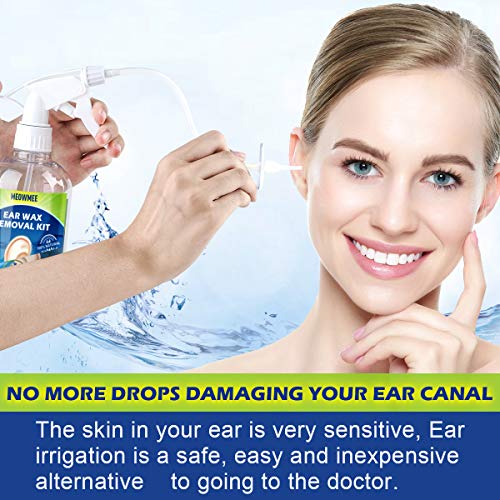Limpiador de Oídos, Removedor de cera del oído, Kit de eliminación de cera de oído MEOWMEE Seguro Kit de lavado de bomba de limpieza de cerumen Sistema de jeringa de oreja para Adultos y Niños
