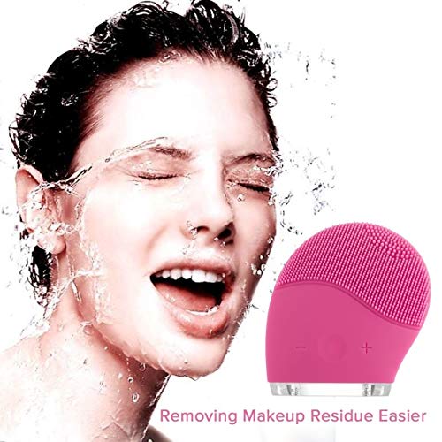 Limpiador facial sónico, cepillo facial de silicona para limpieza y masaje, antienvejecimiento y reductor del acné. (Rosado)