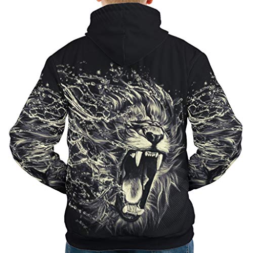 Lind88 Mens Hoody Hombres Mujeres Tigre León Animal Print Casual - No-Zipper Running Otoño Tops blanco 4xl