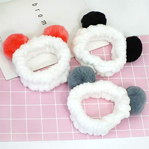 Lindo Panda Ear Soft Fleece Mujeres Diadema Maquillaje Ducha Head Wrap Hair Band for Lavado Cara Ducha SPA Máscara (Color : Yellow)